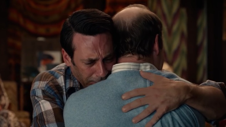 Don Draper tearfully hugging Leonard