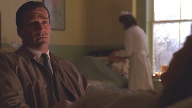 Don Draper visiting Peggy's hospital