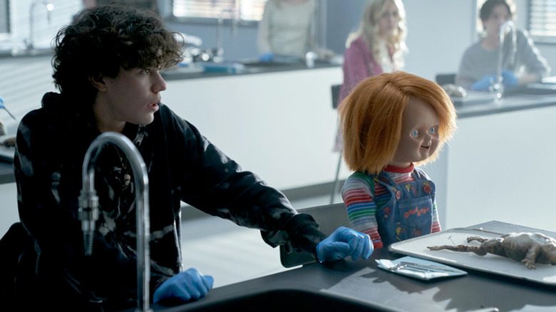 Chucky and Zachary Arthur as Jake Wheeler in "Chucky"