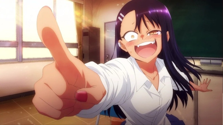 Nagatoro pointing finger in classroom