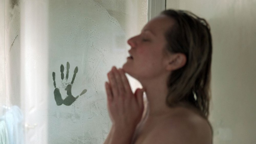 Elisabeth Moss in the shower, with a handprint, in 2020's The Invisible Man