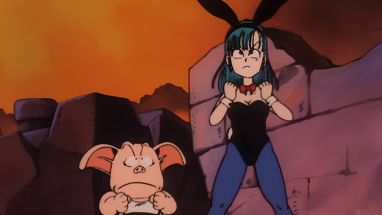 Oolong and Bulma look furious