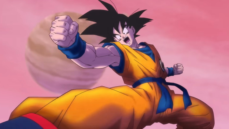 Goku posing in the air