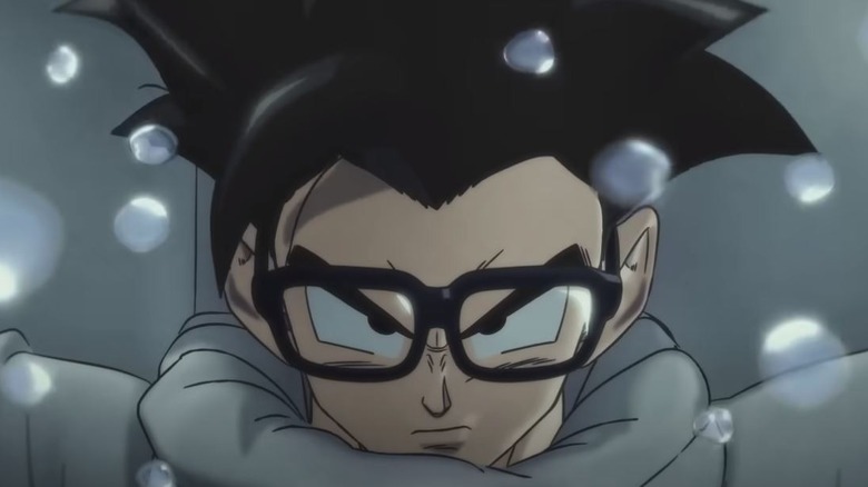 Gohan wearing glasses and cape