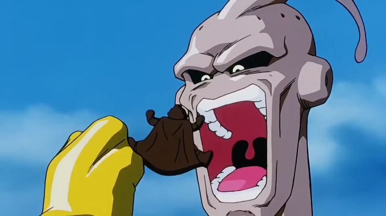 Evil Buu eating Good Buu chocolate