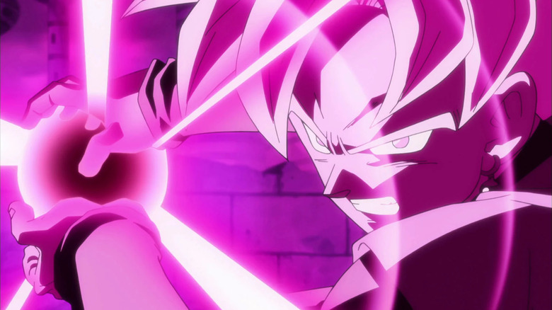 Goku Black charging up a Super Saiyan Rose attack