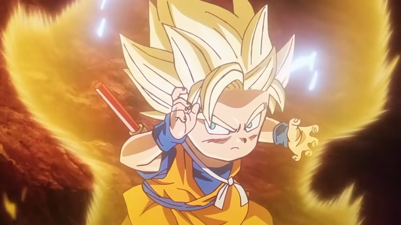 young goku in Super Saiyan 2 mode