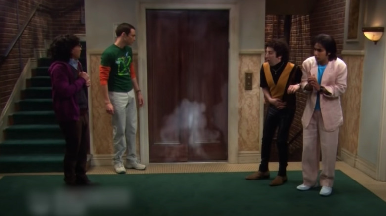 The guys watch elevator smoke 