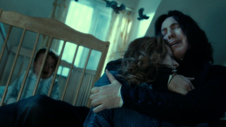 Snape cries over Lily Potter's death in Harry Potter