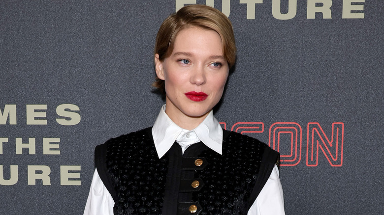 Léa Seydoux wears black vest