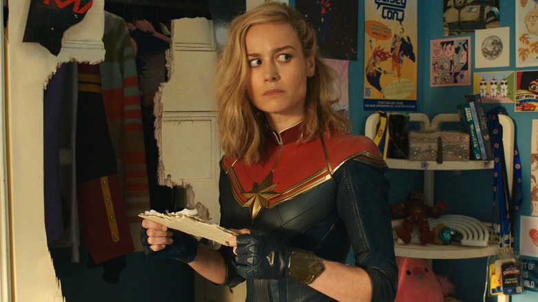 Captain Marvel standing in room