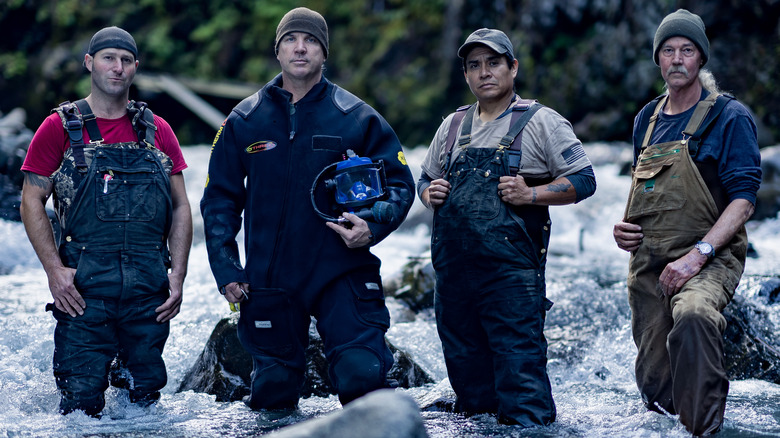 The cast of Gold Rush: White Water in their gear