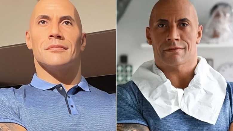 Before after Dwayne Johnson wax figure