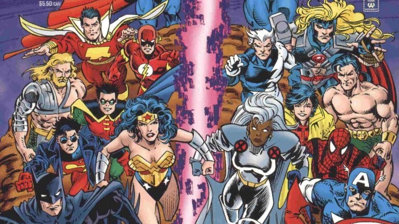 DC Verses Marvel Comics #1 cover art with Wonder Woman, Spider-Man, etc.