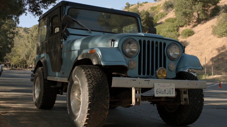 Stiles' jeep on the road