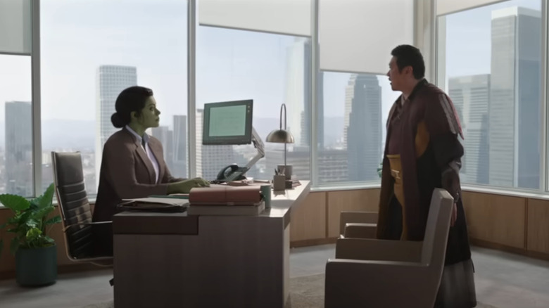 She-Hulk and Wong talking in her office