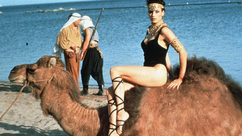 Famke Janssen on a camel