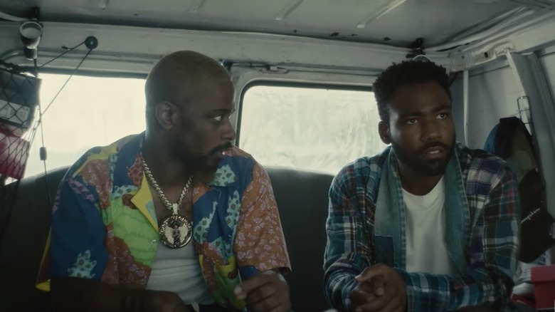 Donald Glover and LaKeith Stanfield in a van