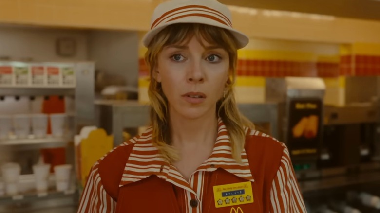 Sylvie wearing McDonald's uniform