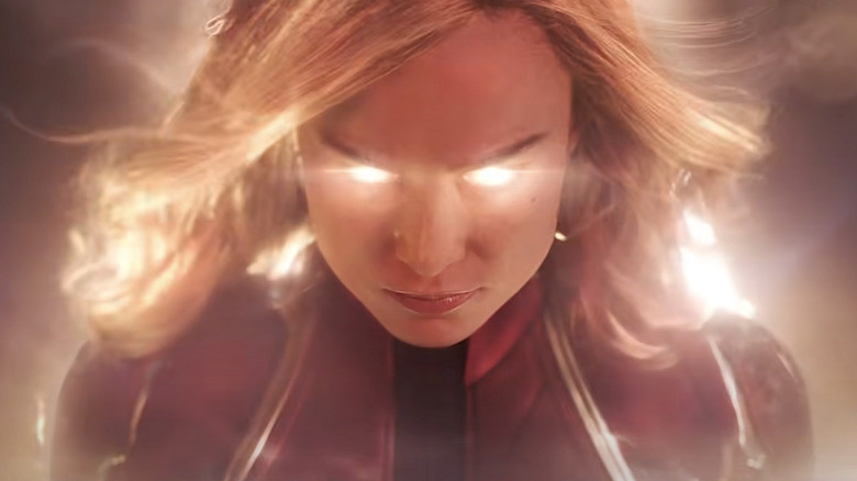 Captain Marvel glowing with energy