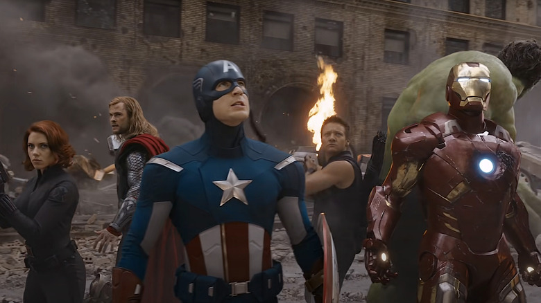 The Avengers assemble in a circle