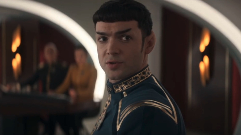 Spock looks over his shoulder