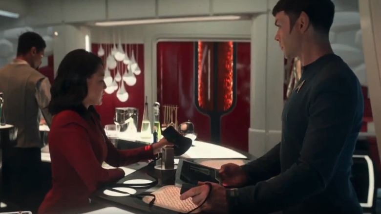 Spock and Mitchell in mess hall