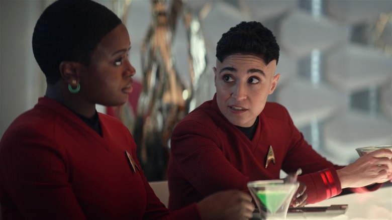 Ortegas and Uhura in the mess hall