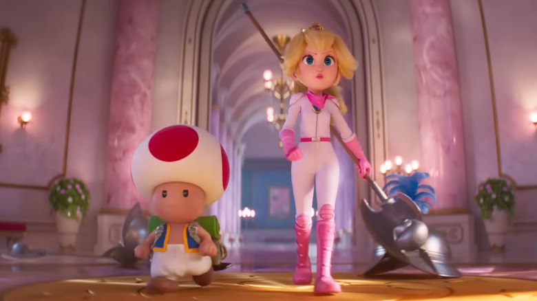 Peach marches beside Toad