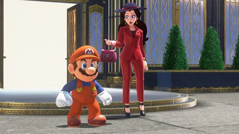 Mario stands next to Pauline