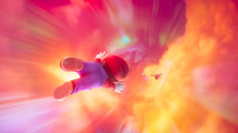 Mario goes through a warp pipe