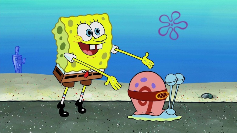 Spongebob showing off Gary