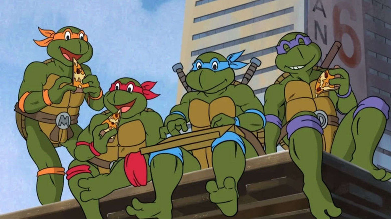 The turtles in cartoon form