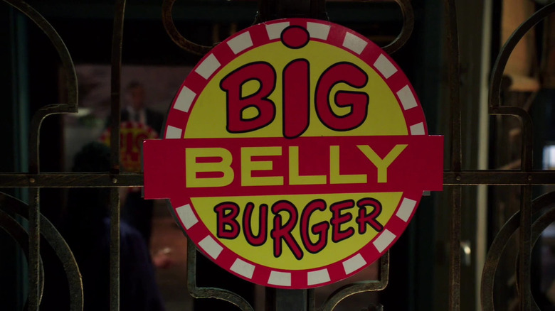 Big Belly Burger sign on door