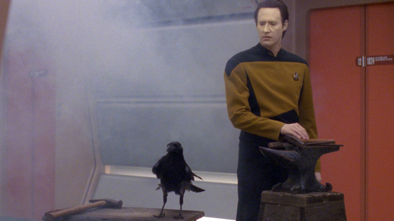 Data and the crow in his "Birthright" dream