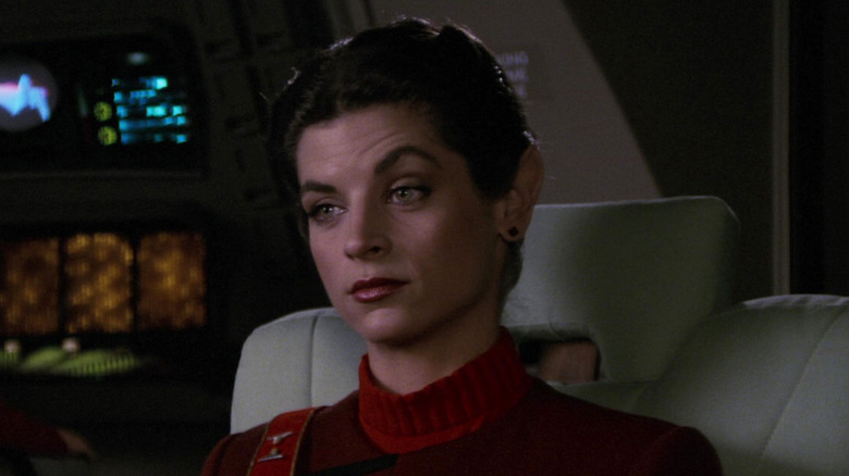 Kirstie Alley as Saavik in the captain's chair