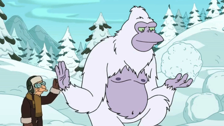 Farnsworth high fives a yeti