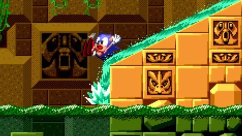 Sonic sliding in Labyrinth Zone