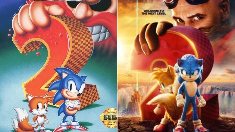 sonic 2 game cover (left) sonic 2 movie cover (right)