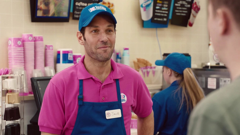 Scott greets a customer at Baskin-Robbins