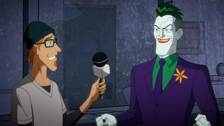 Joker talking to the media