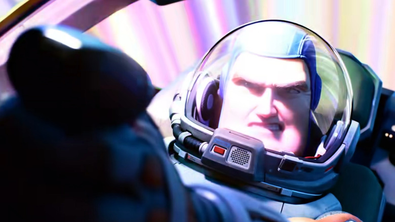 Buzz Lightyear flying through hyperspace