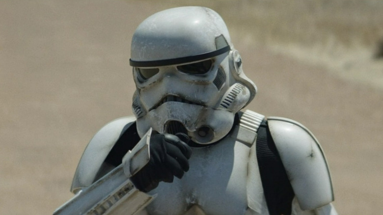 Stormtrooper talking into a communicator