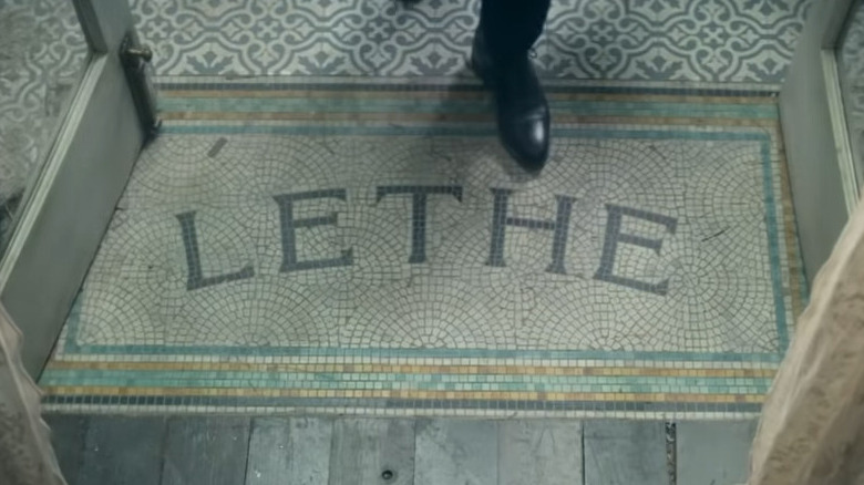 Tiled floor spelling LETHE