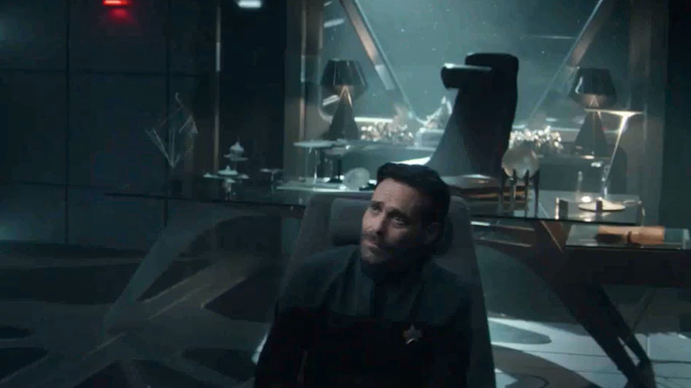 Starfleet therapist in a chair