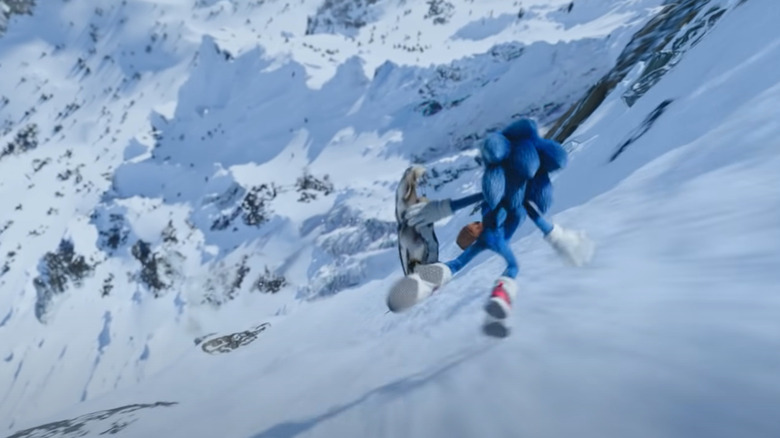 Sonic the Hedgehog snowboarding