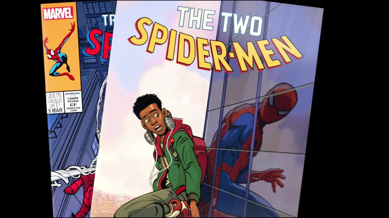 Miles on a comic book cover in "Into the Spider-Verse"