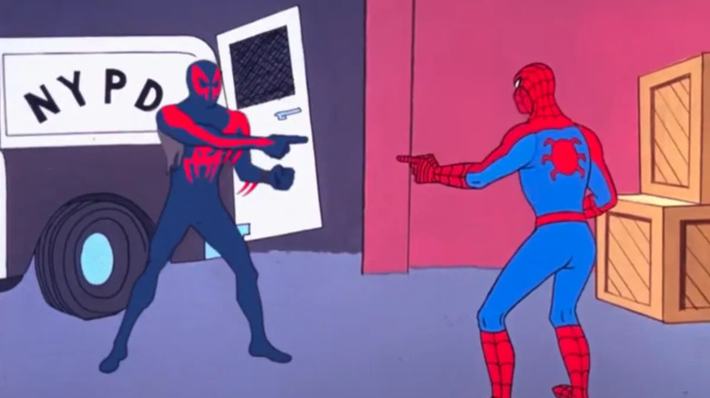 Spider-Man 2099 facing Spectacular Spider-Man 