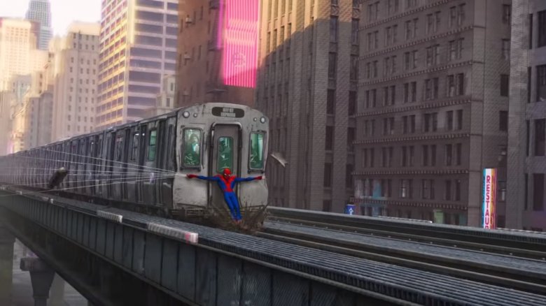 Spider-Man 2 train reference in Spider-Man: Into the Spider Verse