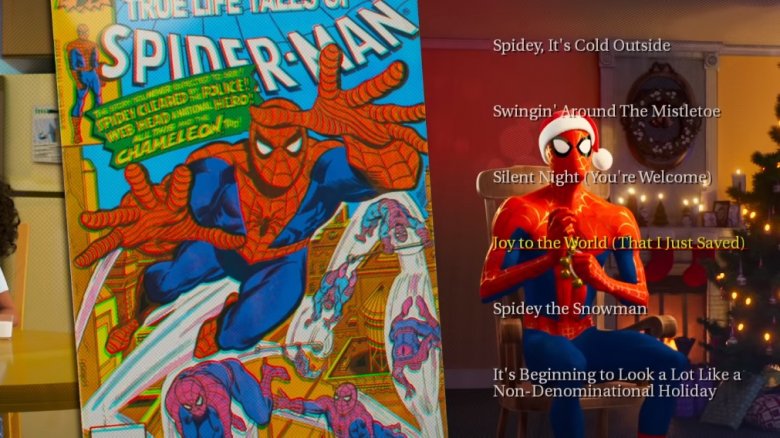 Spider-merch in in Spider-Man: Into the Spider Verse